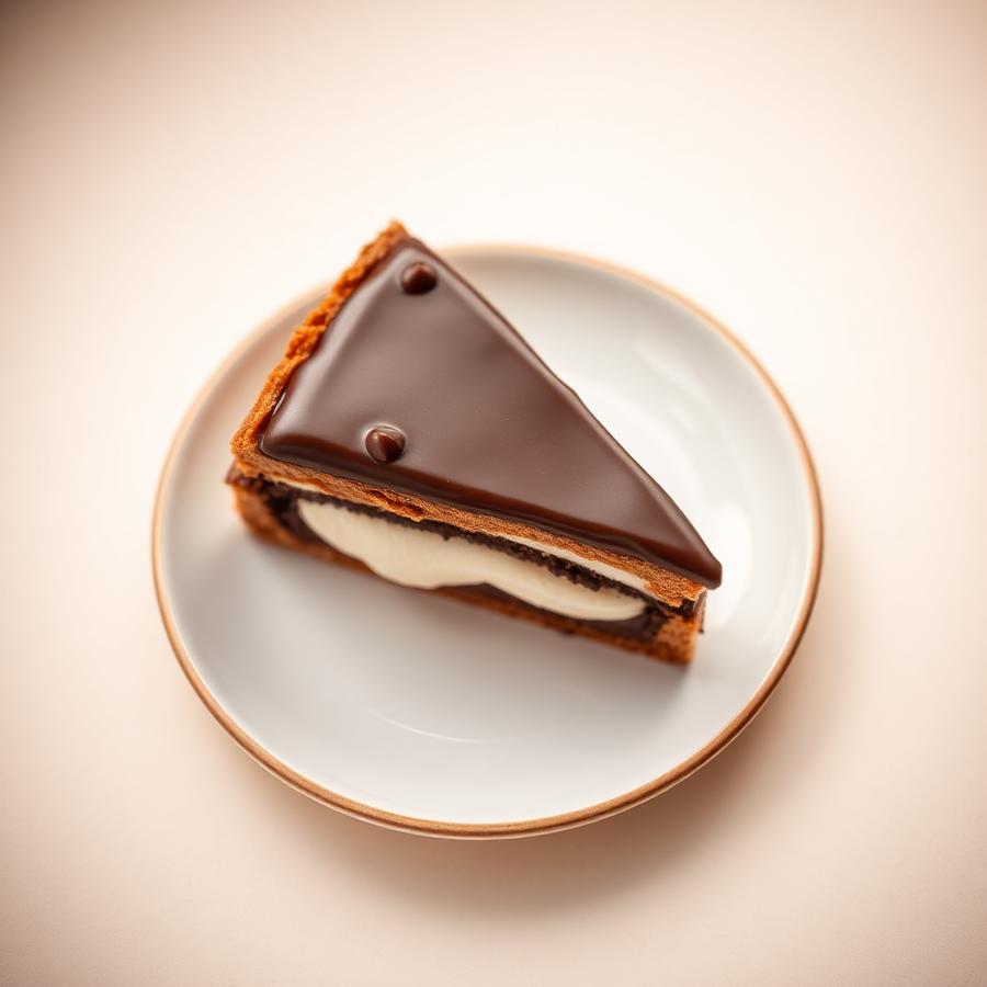 Chocolate pastry slice on a plate